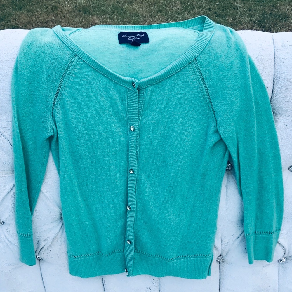 American Eagle Green Cardigan with Bling Size S